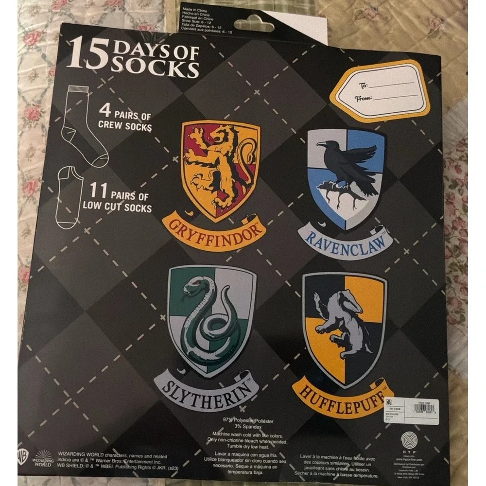 Harry Potter 15 Days Of Socks Mens Size 6-12 1 Door Open Socks Still There